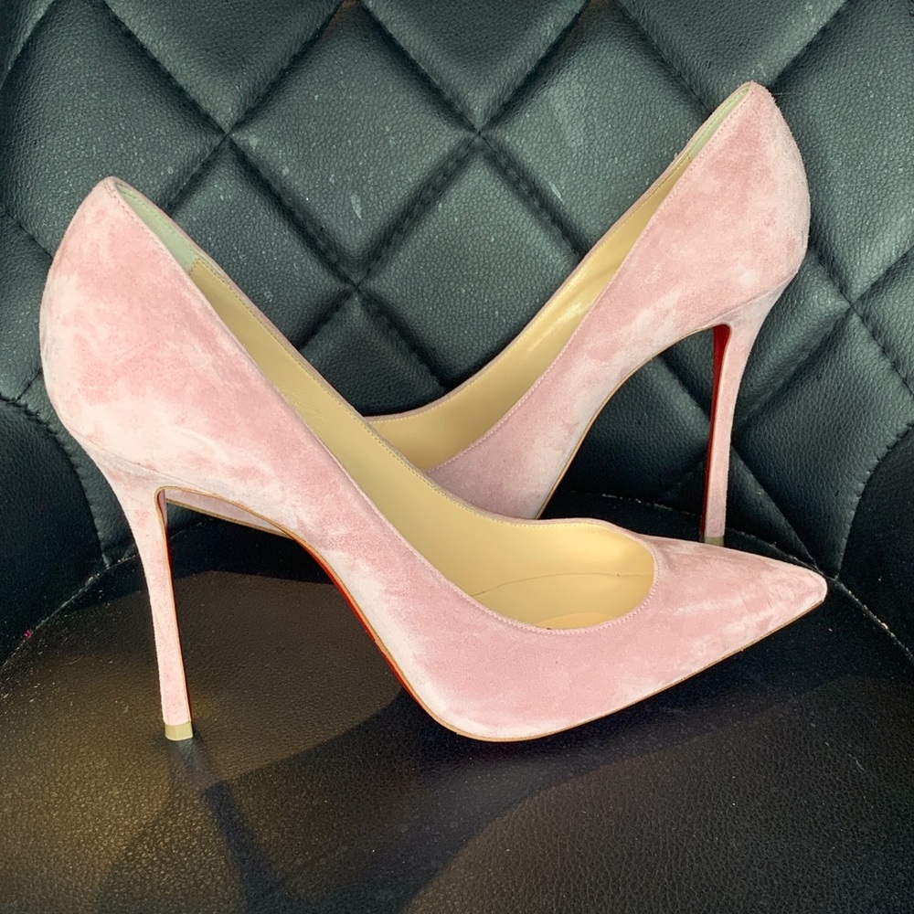 Christian Louboutin Pink Velour Pumps